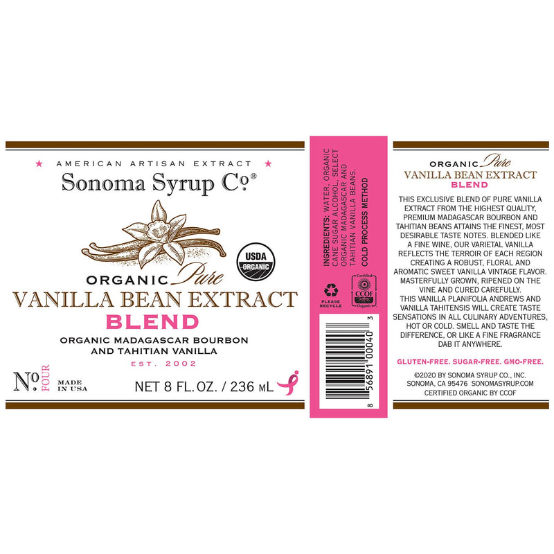 Organic Pure Vanilla Bean Extract “Blend” - Sonoma Syrup Co.