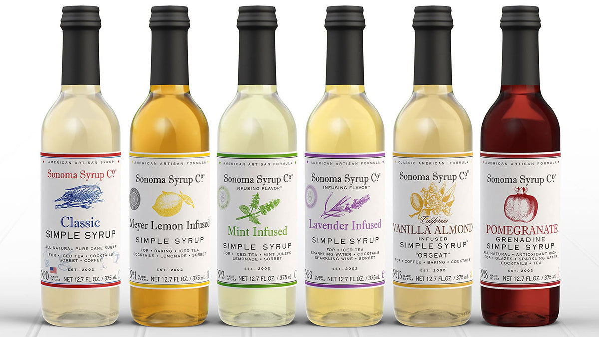 simple syrup gift set of 6 bottles