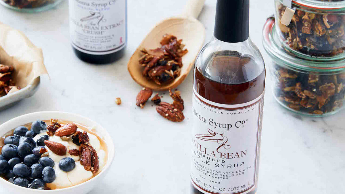 Sonoma Syrup Co. Vanilla Bean Simple Syrup with homemade granola recipe