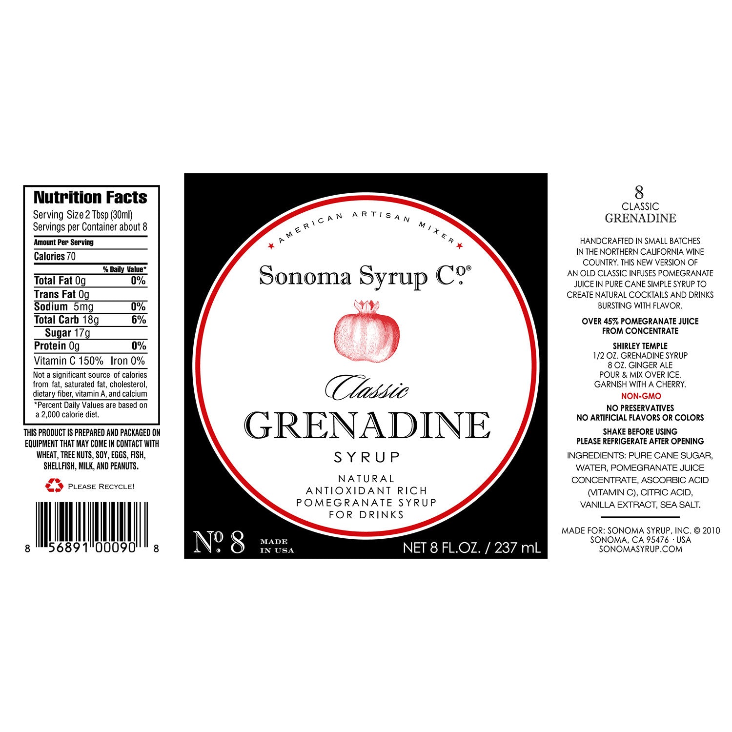 No. 28 Classic Grenadine - Sonoma Syrup Co.