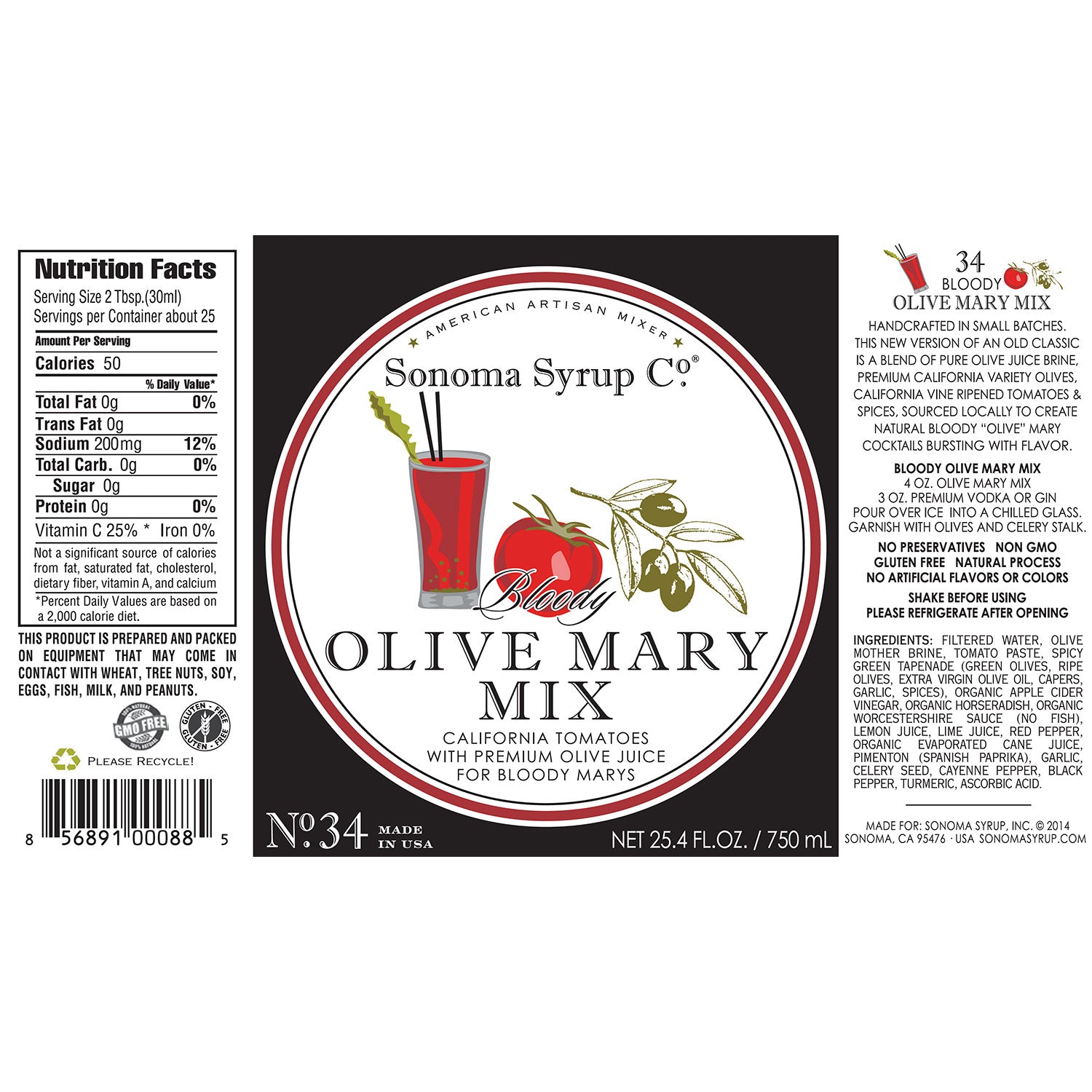 No. 34 Olive Mary Mix - Sonoma Syrup Co.