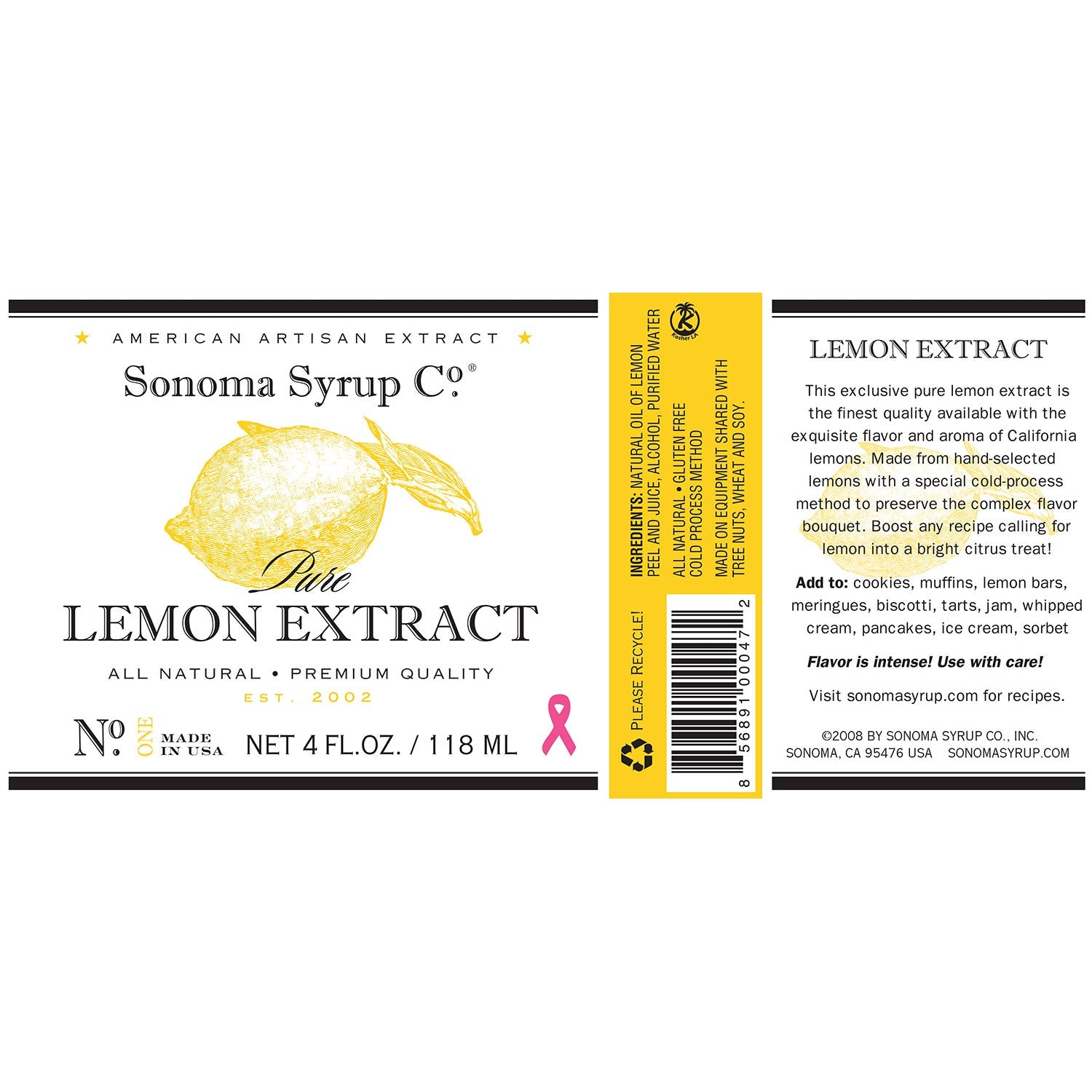 Pure Lemon Extract - Sonoma Syrup Co.